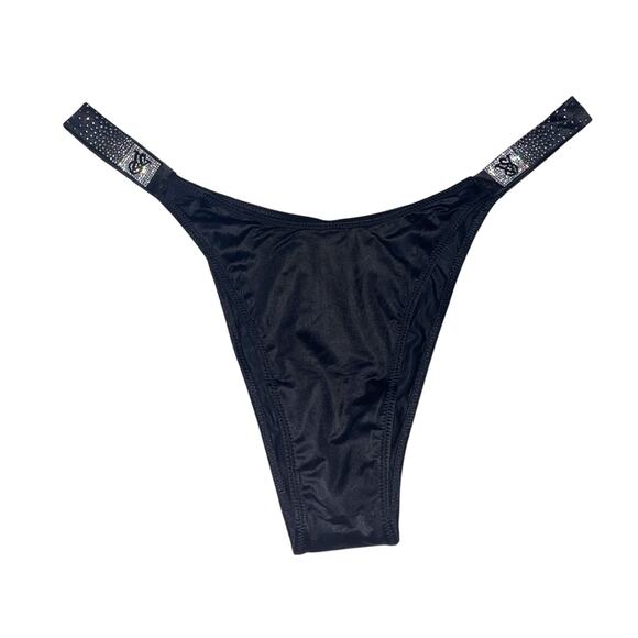 Victoria's Secret Scattered Shine Strap Brazilian Panty Black Size XL - Picture 1 of 3